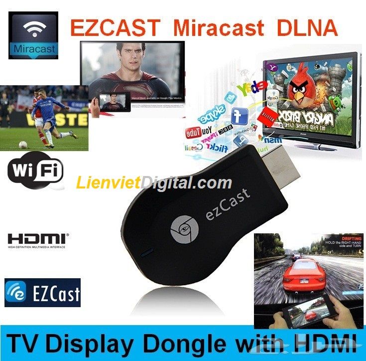 Bình Dương-Chuyên phụ kiện TV HD-cable HDMI, cáp MHL, HDMI không dây Ezcast Measy A2W - 1