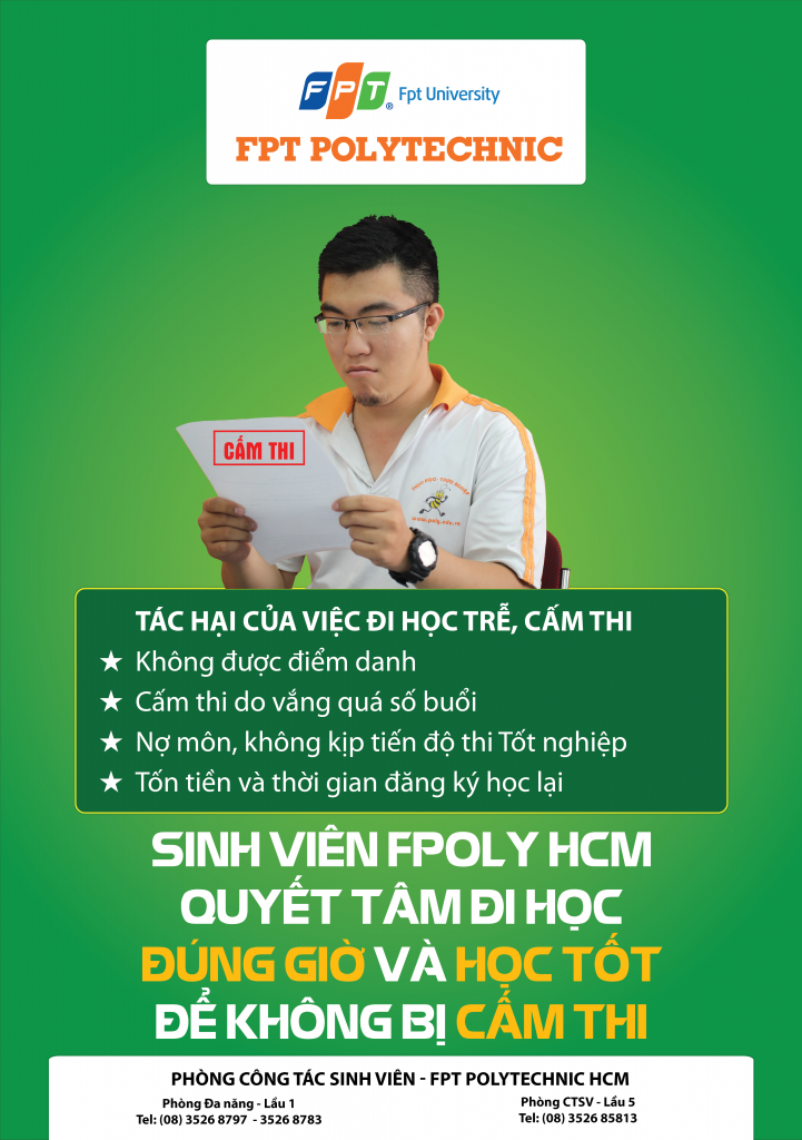 Cao đẳng thực hành FPT Mạng cá cược bóng đá
 Hồ Chí Minh phát động phong trào “Sinh viên FPT Mạng cá cược bóng đá
 quyết tâm không đi học trễ” trong tuần lễ từ ngày 16/06 đến 21/6/2014.