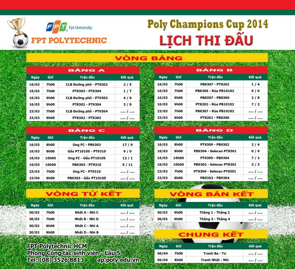 Khai mạc "Poly Champions Cups 2014" tại Cao đẳng thực hành FPT Mạng cá cược bóng đá
 Hồ Chí Minh.