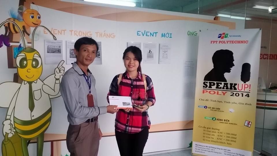 Giải Nhất của cuộc thi "Speak up! Poly 2014" đã thuộc về bạn Huỳnh Kim Bảo Vi, sinh viên Cao đẳng thực hành FPT Mạng cá cược bóng đá
 Hồ Chí Minh.